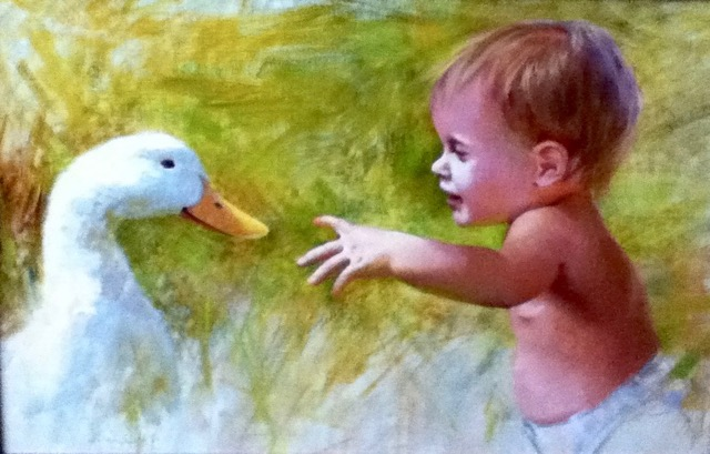 Samantha and a Duck by Gretchen Schmid
